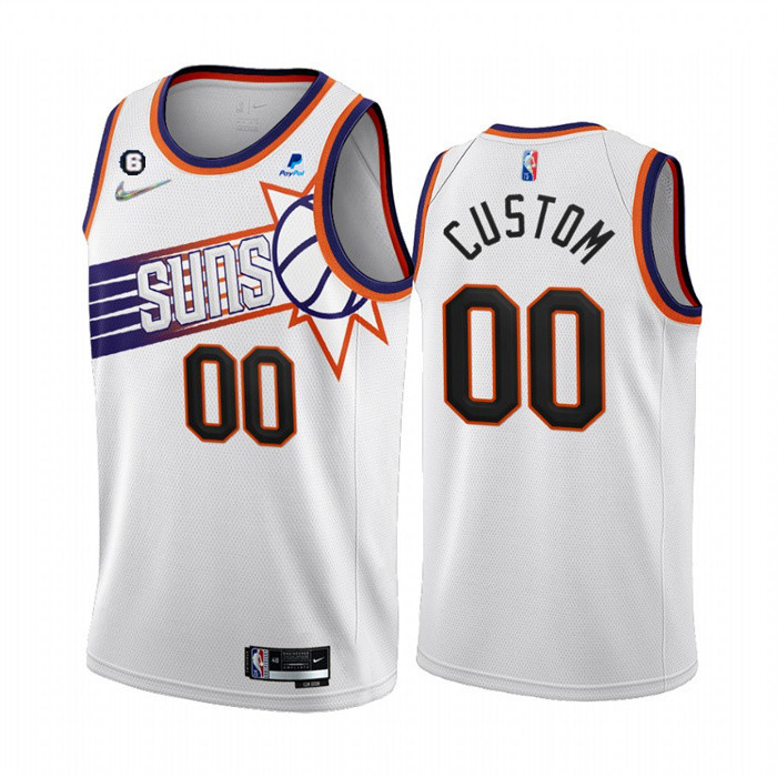Men's Phoenix Suns Active Player Custom White Association Edition With NO.6 Patch Stitched Basketball Jersey Men's Phoenix Suns Active Player Custom White Association Edition With NO.6 Patch Stitched Basketball Jersey